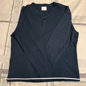 Billy Reid Blue Henley Shirt Cotton Men’s Size XXL